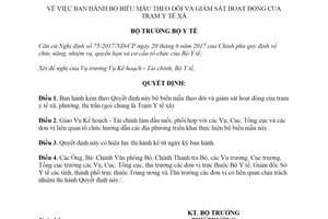 Quyết định 5924/QĐ-BYT bộ biểu mẫu theo dõi và giám sát hoạt động của trạm y tế xã