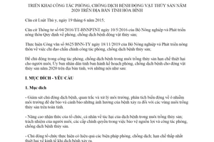 Kế hoạch 196/KH-UBND 2019 triển khai công tác phòng chống dịch bệnh động vật thủy sản Hòa Bình