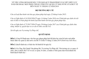 Quyết định 5925/QĐ-BYT 2019 công bố văn bản quy phạm pháp luật hết hiệu lực toàn bộ một phần
