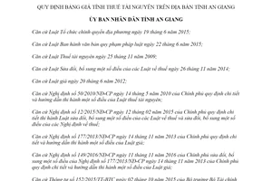 Quyết định 67/2019/QĐ-UBND quy định Bảng giá tính thuế tài nguyên tỉnh An Giang