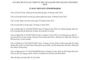 Quyết định 73/2019/QĐ-UBND sửa đổi Quy định phí tỉnh Bình Định