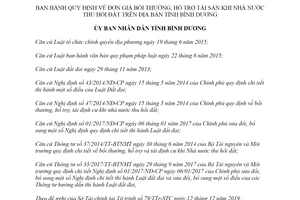 Quyết định 38/2019/QĐ-UBND đơn giá bồi thường khi Nhà nước thu hồi đất Bình Dương