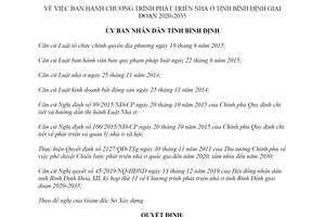 Quyết định 75/2019/QĐ-UBND Chương trình phát triển nhà ở tỉnh Bình Định