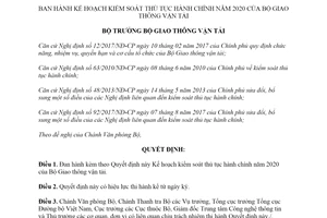 Quyết định 2378/QĐ-BGTVT 2019 Kế hoạch kiểm soát thủ tục hành chính năm 2020