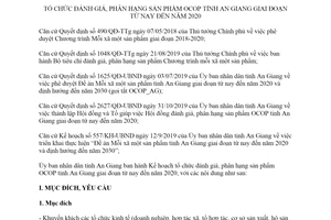 Kế hoạch 839/KH-UBND 2019 tổ chức đánh giá phân hạng sản phẩm OCOP tỉnh An Giang