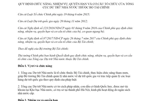 Quyết định 36/2019/QĐ-TTg chức năng nhiệm vụ Tổng cục Dự trữ Nhà nước thuộc Bộ Tài chính