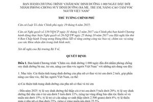 Quyết định 1896/QĐ-TTg 2019 Chăm sóc dinh dưỡng phòng chống suy dinh dưỡng bà mẹ trẻ em