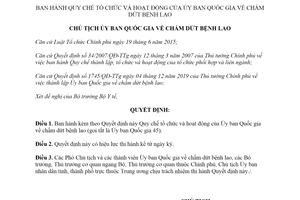 Quyết định 294/QĐ-UBQG45 2019 Quy chế tổ chức của Ủy ban Quốc gia về chấm dứt bệnh lao