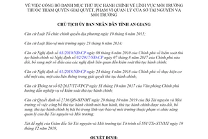 Quyết định 3125/QĐ-UBND 2019 thủ tục hành chính lĩnh vực môi trường Sở Tài nguyên tỉnh An Giang