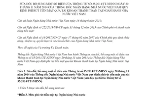 Thông tư 27/2019/TT-NHNN sửa đổi Thông tư phí rút tiền mặt qua tài khoản thanh toán