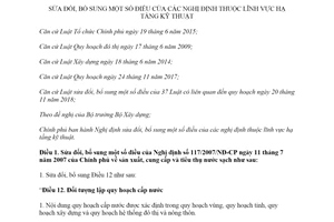 Nghị định 98/2019/NĐ-CP sửa đổi nghị định thuộc lĩnh vực hạ tầng kỹ thuật