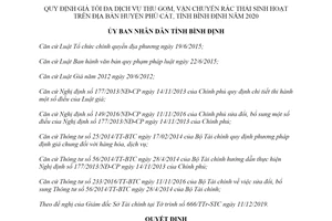 Quyết định 60/2019/QĐ-UBND giá tối đa dịch vụ thu gom rác thải sinh hoạt huyện Phù Cát Bình Định