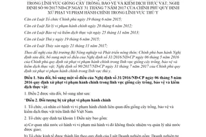 Nghị định 04/2020/NĐ-CP sửa đổi Nghị định 31/2016/NĐ-CP xử phạt hành chính về giống cây trồng