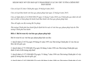 Quyết định 01/2020/QĐ-TTg bãi bỏ một số văn bản quy phạm pháp luật