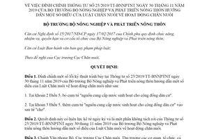 Quyết định 06/QĐ-BNN-CN 2020 đính chính Thông tư 23/2019/TT-BNNPTNT hướng dẫn chăn nuôi