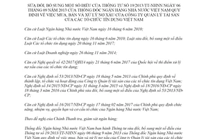 Thông tư 32/2019/TT-NHNN sửa đổi Thông tư 19/2013/TT-NHNN mua bán các tổ chức tín dụng