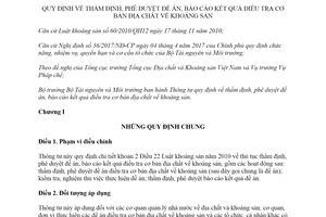 Thông tư 26/2019/TT-BTNMT phê duyệt đề án báo cáo kết quả điều tra cơ bản địa chất về khoáng sản
