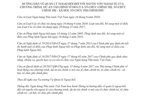 Thông tư 34/2019/TT-NHNN quản lý ngoại hối đối với nguồn vốn ngoại tệ của dự án tài chính vi mô