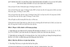 Nghị định 99/2019/NĐ-CP hướng dẫn thi hành Luật Giáo dục đại học sửa đổi