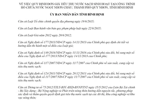 Quyết định 79/2019/QĐ-UBND đơn giá tiêu thụ nước sạch sinh hoạt tại Hồ chứa Nhơn Châu Bình Định