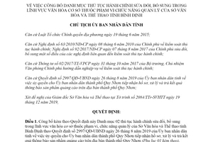 Quyết định 4798/QĐ-UBND 2019 thủ tục hành chính lĩnh vực văn hóa cơ sở Sở Văn hóa Bình Định