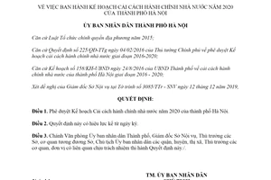 Quyết định 7216/QĐ-UBND 2019 Kế hoạch Cải cách hành chính nhà nước Hà Nội