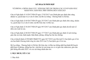 Kế hoạch phối hợp 5533/KH-BLĐTBXH-BGDĐT 2019 phòng chống bạo lực trong giáo dục mầm non
