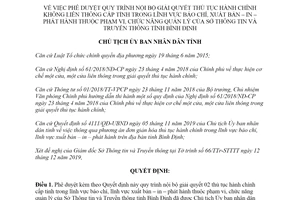 Quyết định 4730/QĐ-UBND 2019 giải quyết thủ tục hành chính lĩnh vực báo chí Sở Thông tin Bình Định