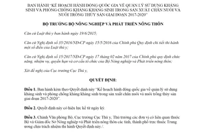 Quyết định 2625/QĐ-BNN-TY 2017 sử dụng kháng sinh phòng chống kháng kháng sinh 2017 2020