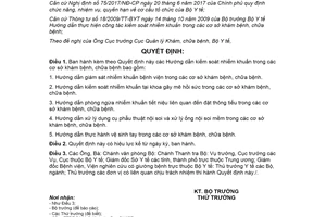 Quyết định 3916/QĐ-BYT 2017 Hướng dẫn kiểm soát nhiễm khuẩn trong cơ sở khám chữa bệnh