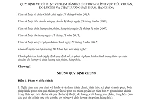 Decree 119/2017/ND-CP administrative violations against regulations on standards quality of goods