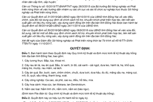 Quyết định 4226/QĐ-UBND 2017 Quy trình kỹ thuật và định mức kinh tế kỹ thuật cây trồng Đồng Nai