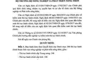 Quyết định 700/QĐ-BNN-VP 2019 thủ tục hành chính về nông nghiệp của Bộ Nông nghiệp