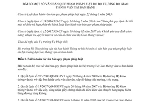 Thông tư 52/2019/TT-BGTVT bãi bỏ một số văn bản quy phạm pháp luật