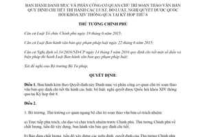 Quyết định 24/QĐ-TTg 2020 phân công cơ quan chủ trì soạn thảo văn bản hướng dẫn luật bộ luật