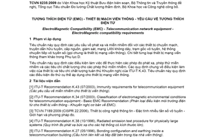 Tiêu chuẩn quốc gia TCVN 8235:2009 về Tương thích điện từ (EMC) - Thiết bị mạch viễn thông - Yêu cầu về tương thích điện từ