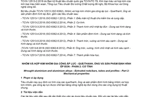 Tiêu chuẩn quốc gia TCVN 12513-2:2018 (ISO 6362-2:2014) về Nhôm và hợp kim nhôm gia công áp lực - Que/thanh, ống và sản phẩm định hình ép đùn - Phần 2: Cơ tính