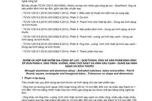 Tiêu chuẩn quốc gia TCVN 12513-6:2018 (ISO 6362-6:2012) về Nhôm và hợp kim nhôm gia công áp lực - Que/thanh, ống và sản phẩm định hình ép đùn - Phần 6: Ống tròn, vuông, hình chữ nhật và hình sáu cạnh - Dung sai hình dạng và kích thước