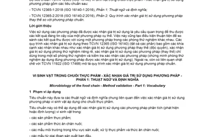 Tiêu chuẩn quốc gia TCVN 12365-1:2018 (ISO 16140-1:2016) về Vi sinh vật trong chuỗi thực phẩm - Xác nhận giá trị sử dụng phương pháp - Phần 1: Thuật ngữ và định nghĩa