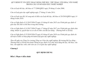 Thông tư 33/2019/TT-LĐTBXH tổ chức thể dục thể thao văn hóa học sinh cơ sở giáo dục nghề nghiệp