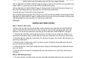 Thông tư 09/2019/TT-BXD hướng dẫn Nghị định 18/2019/NĐ-CP khắc phục hậu quả bom mìn vật nổ
