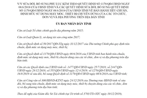 Quyết định 2139/QĐ-UBND 2019 sửa đổi Phụ lục kèm theo Quyết định 1170/QĐ-UBND tỉnh Phú Yên