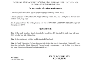 Quyết định 3982/QĐ-UBND 2019 Kế hoạch theo dõi tình hình thi hành pháp luật tỉnh Khánh Hòa