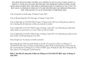 Thông tư 90/2019/TT-BTC sửa đổi Thông tư 261/2016/TT-BTC biểu mức thu phí lệ phí hàng hải