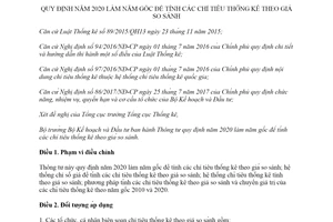 Thông tư 13/2019/TT-BKHĐT quy định năm 2020 làm năm gốc tính chỉ tiêu thống kê theo giá so sánh