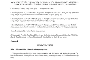 Thông tư 10/2019/TT-BTP tiêu chuẩn chức danh Giám đốc Phó Giám đốc Sở Tư pháp Ủy ban tỉnh