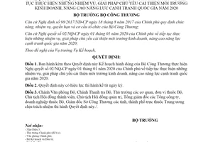 Quyết định 109/QĐ-BCT 2020 thực hiện Nghị quyết 02/NQ-CP cải thiện môi trường kinh doanh