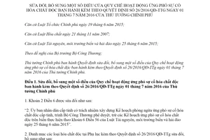 Quyết định 04/2020/QĐ-TTg sửa đổi Quy chế hoạt động ứng phó sự cố hóa chất độc