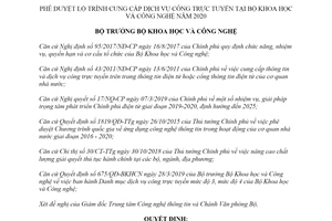 Quyết định 3951/QĐ-BKHCN 2019 phê duyệt Lộ trình cung cấp dịch vụ công trực tuyến