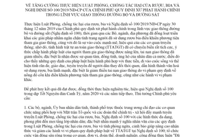 Chỉ thị 03/CT-TTg 2020 tăng cường thực hiện Luật Phòng chống tác hại của rượu bia